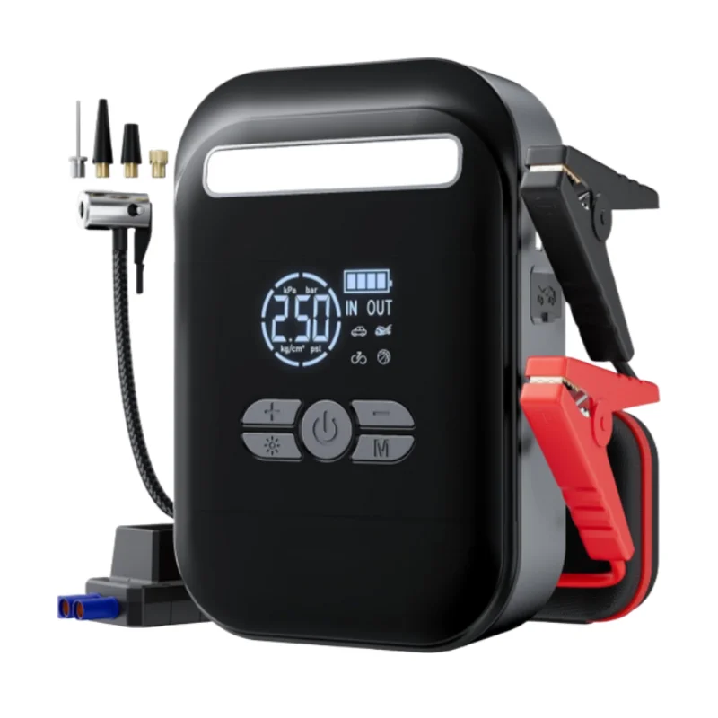 

12000mAh Car Jump Starter with Air Compressor 12V Battery Booster High Capacity Starter Car Splitter Portable Power Station