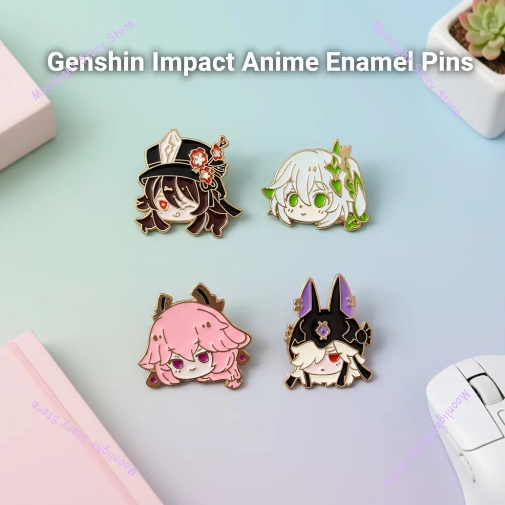 

6Pcs Genshin Impact Anime Merch Brooch Walnut Tinari Senor Nashida Skirmisher Yaejinko Badge Fashion Accessories Gift for Fan