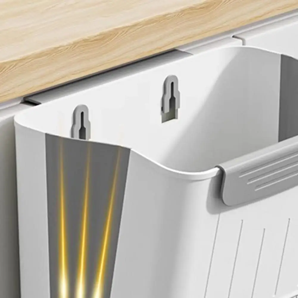 Foldable Mini Trash Can for Cabinet Door Hanging Kitchen Waste Bin Collapsible Garbage Bin under Sink for Kitchen Bathroom