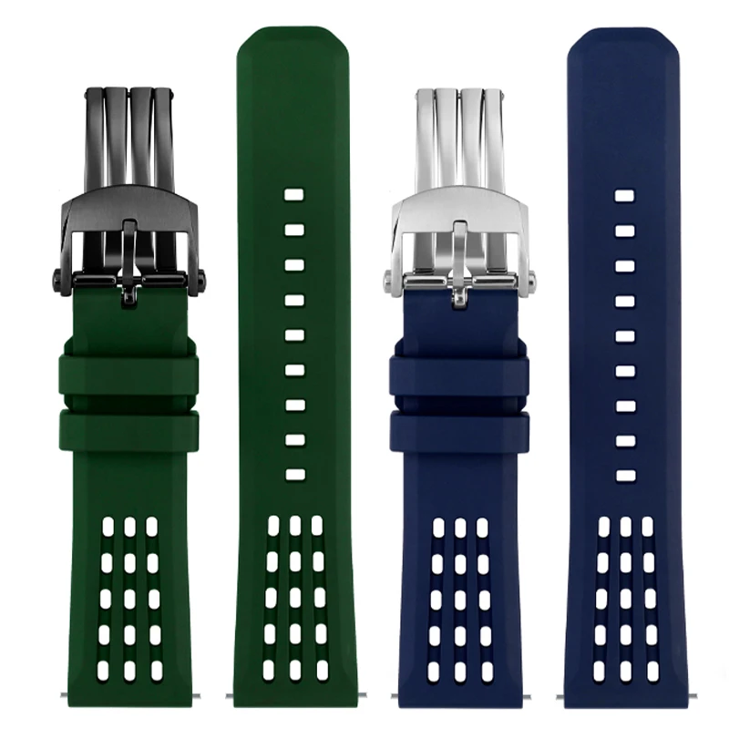 Cinturino per orologio in caucciù fluoro da 20 mm 22 mm per Breitling Avenger/Blackbird/Seawolf |    Materiale FKM durevole |   Barre primaverili a sgancio rapido