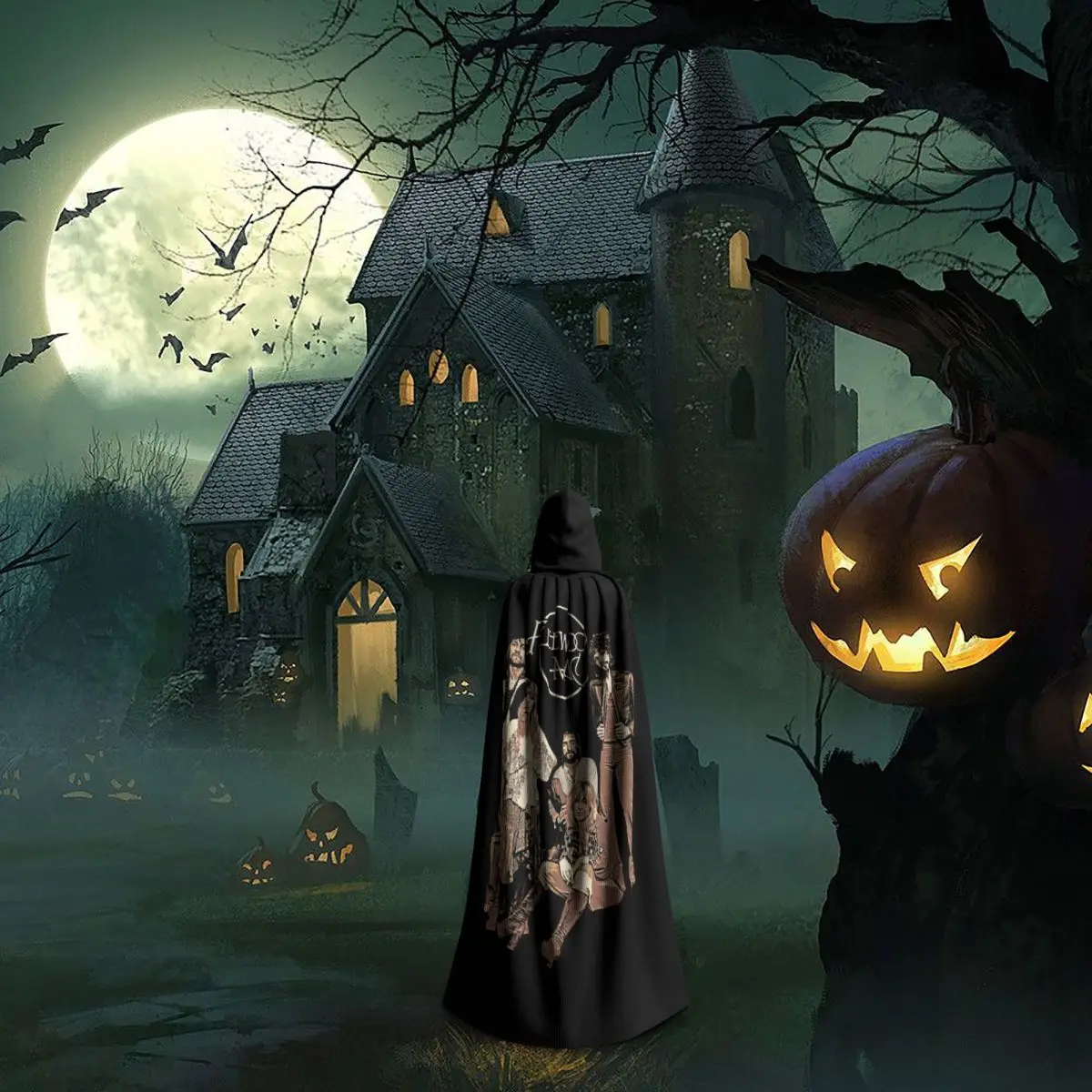 خمر فليتوود ماك طويل مقنعين عباءة الساحرة القرون الوسطى زي تأثيري كيب هالوين معطف الكبار للجنسين #5