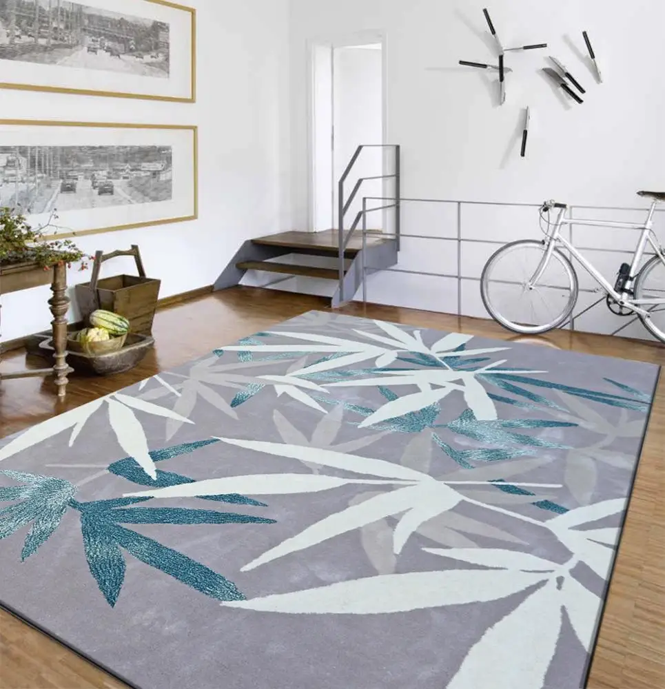 Leave Carpet and Rug Popular Design Online Sale Handmade Soft Luxury Modern House Floor Green Bedroom Customized Rectangle