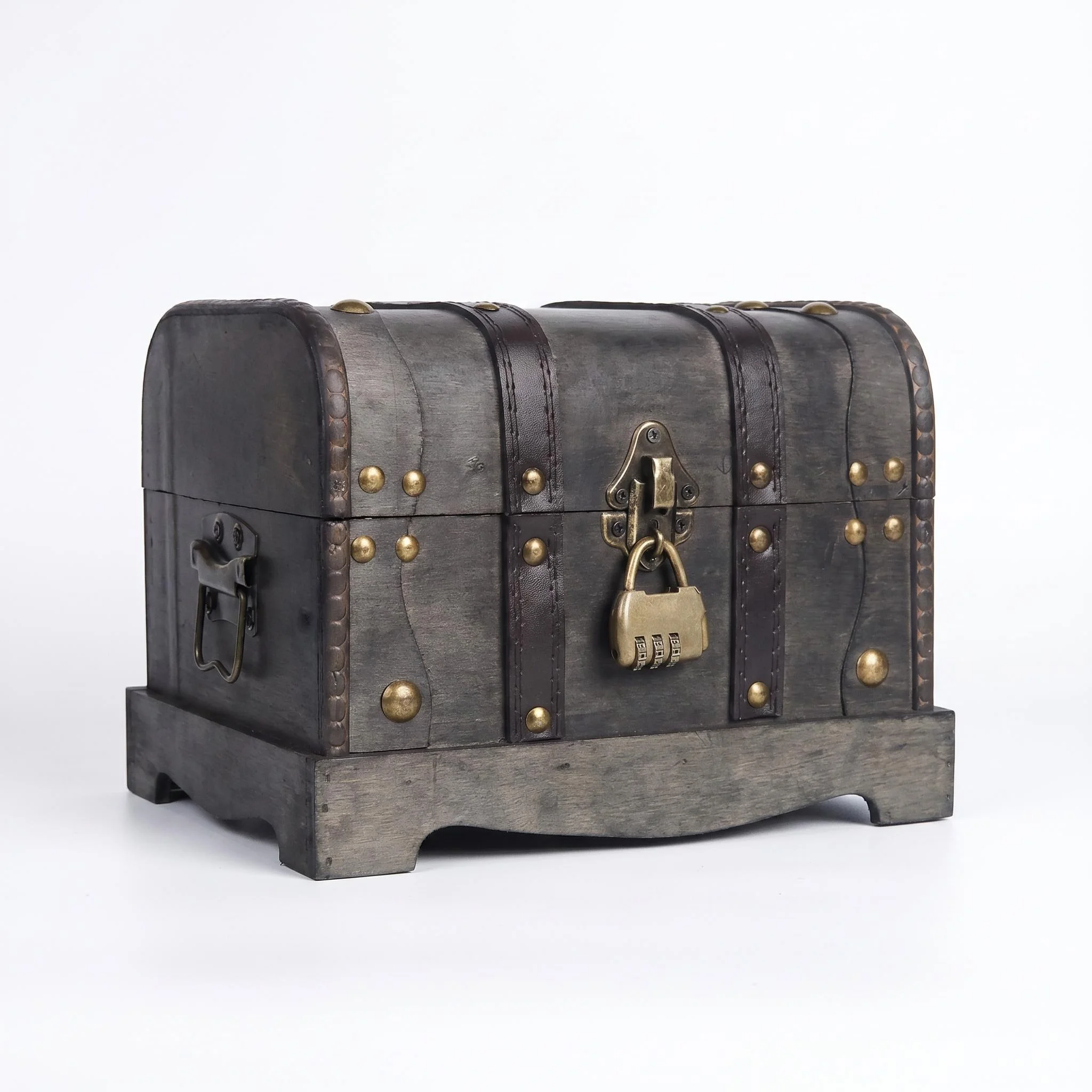 Extra Large Vintage Wooden Treasure Chest with Combination Lock, Retro Storage Box for Collectibles & Antique Home Decor