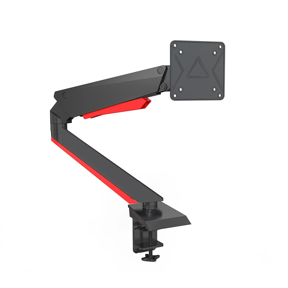 

Hot sell GE22 Gas Spring Adjustable RGB Light Gaming Monitor Arm Blue LED Light 15-27 Inch Single Monitor Desk Mount Bracket