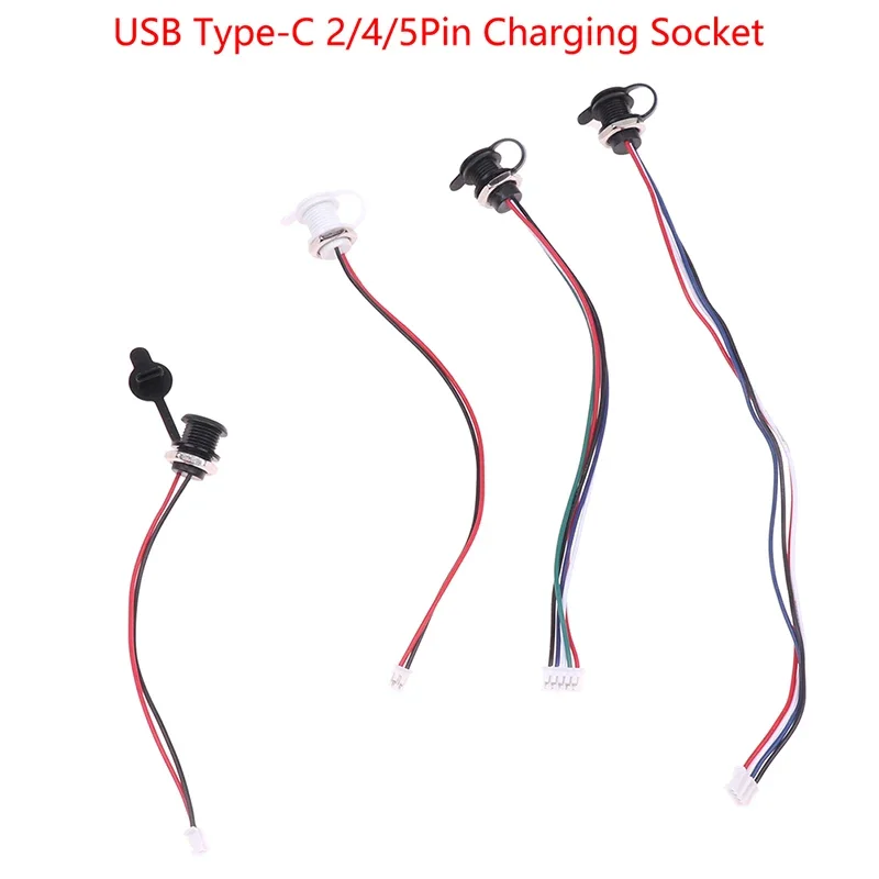 USB-C 2/4/5Pin High Current Charging Socket With PH2.0 Nut Snap Lock Plate USB TYPE-C Female Waterproof Female Connector Jack
