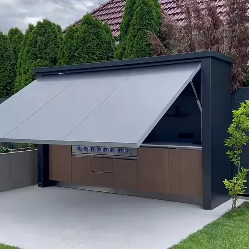 New Arrivals Customized Waterproof Electric Stainless Steel Outdoor Kitchen BBQ Grill Shed Propane/LPG/Natural Gas Flame Safety