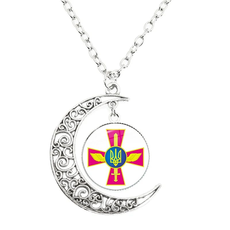 Collana con ciondolo in vetro rotondo con simbolo ucraino della bandiera dell\'ucraina collana con ciondolo in vetro per gioielli regalo di