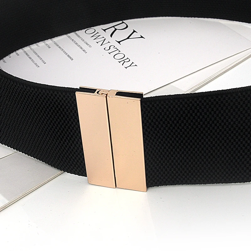 ยางยืดและเรียบง่ายของผู้หญิงเอวกว้างเวอร์ชั่นเกาหลีพร้อมกระโปรงเอวปกชุดอเนกประสงค์เข็มขัดตกแต่งยืดหยุ่น