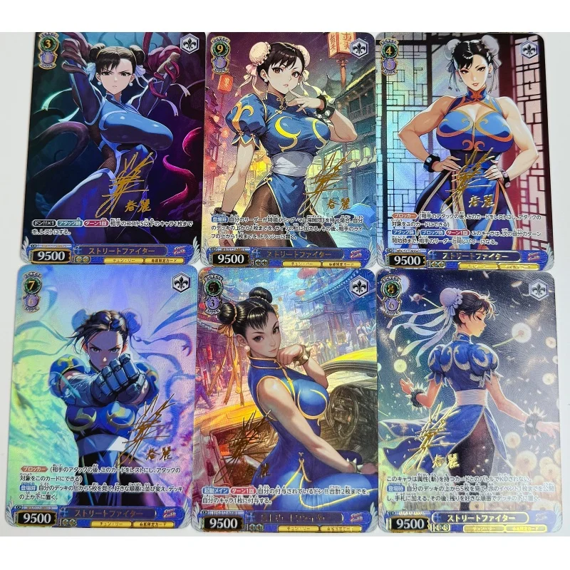 9 Sheet Flash Card Chun-Li Mai Shiranui Anime Girl Diy Refractive Hot Stamping Series Anime Collection Action Toy Figures Gifts