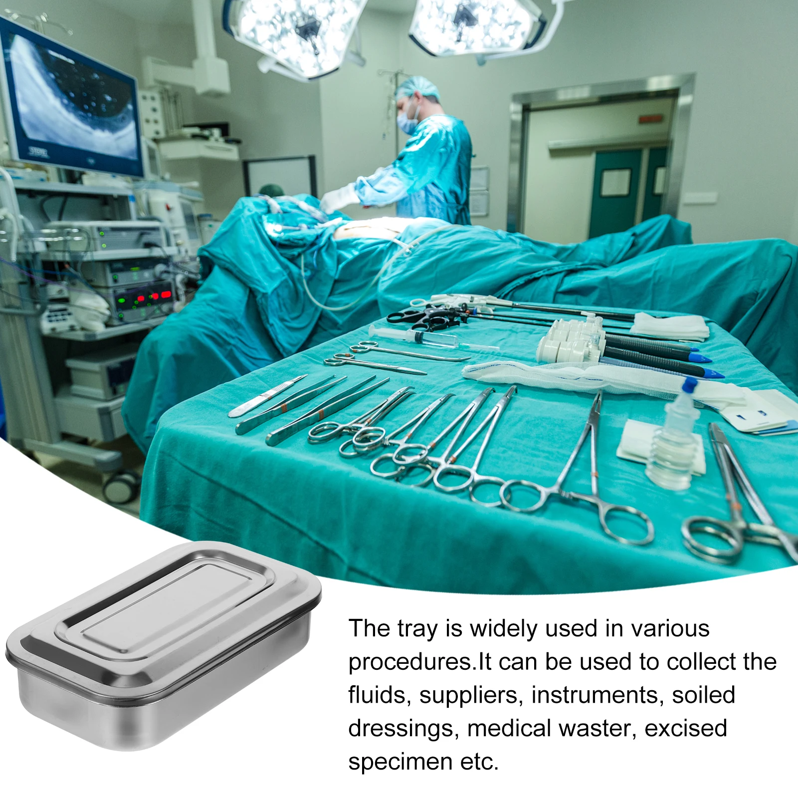 

8 Inch Stainless Steel Tray Medical Surgical Instrument Polished Dental Tool Plate Bacteria for Clinic