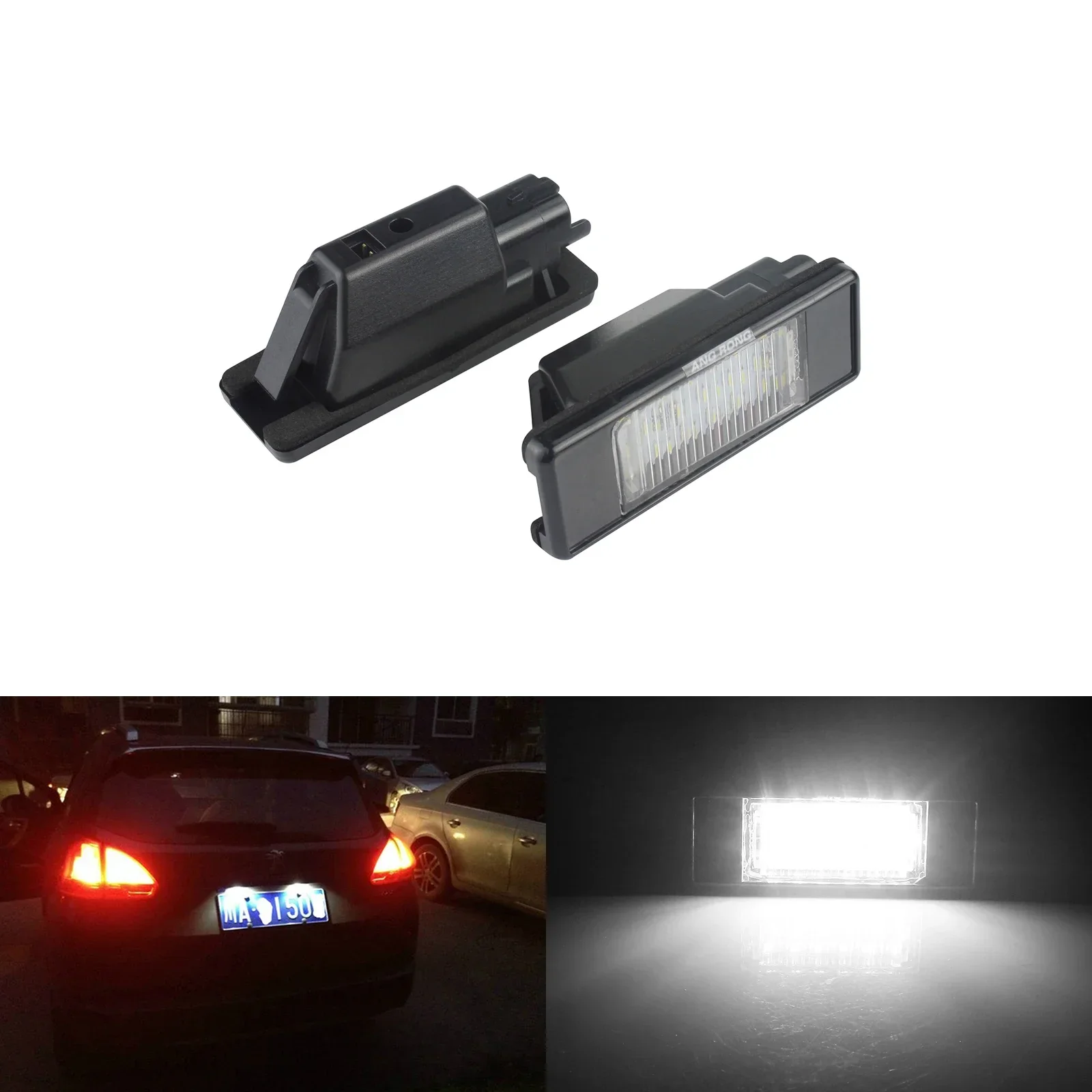 ANGRONG 2x LED Licence Number Plate Light Canbus For Citron Berlingo C2 C3 C4 C5 C6 C8 DS3