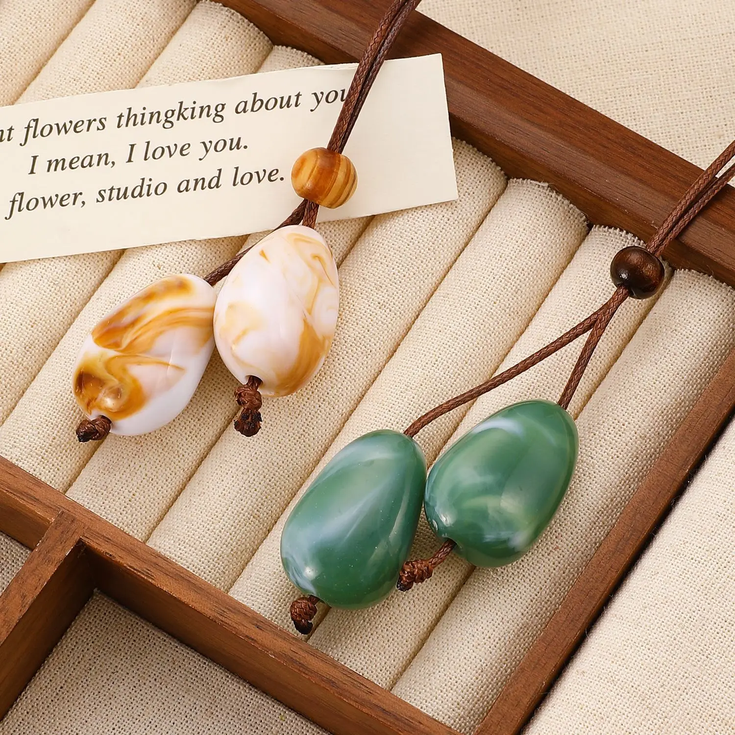 طويل المرأة النمط الصيني خمر غير النظامية حبل مضفر المختنق الخريف الشتاء سترة سلسلة قلادة الأخضر الأبيض حجر مجوهرات #3