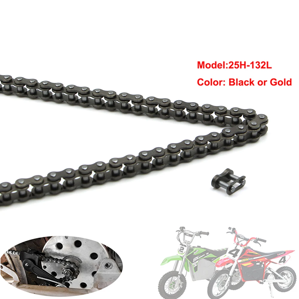 Corrente de rolo 25h, corrente de transmissão de 132 links para 47cc 49cc mini moto scooter pocket bike quad dirt atv navalha mx500 mx650 sx50 xrf500
