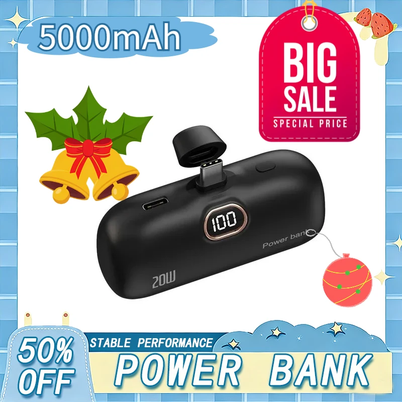 

5000mAh Mini Wireless Power Bank Capsule Mobile Power Supply Emergency Charging External Battery for IPhone Samsung