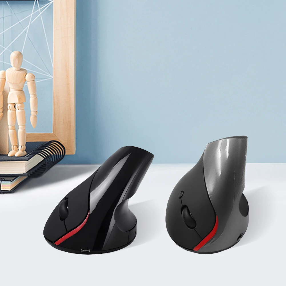 Ratón inalámbrico Vertical de 2,4G, ergonómico, recargable, receptor USB, 2400 DPI, 6 botones, ordenadores portátiles, ordenador y PC