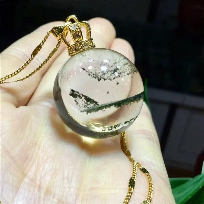 الطبيعية الخضراء شبح كريستال قلادة قلادة المرأة محظوظ نقل الفضة سلسلة الترقوة #4