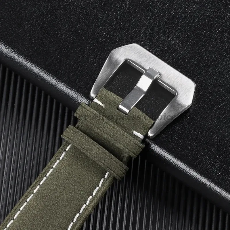 Vintage Matte Watch Strap Genuine Leather Watchband 18mm 20mm 22mm 24mm for Panerai Women Men Sport Wristband BlueBrown Bracelet