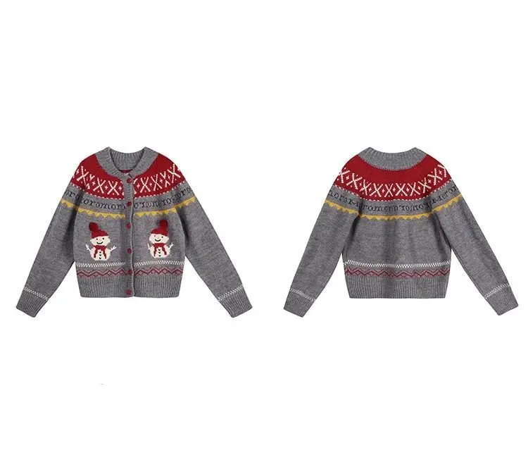 Christmas Knitted Cardigan Sense Atmosphere Snowman Jacquard Retro Lazy  Sweater Chic Versatile Jacket