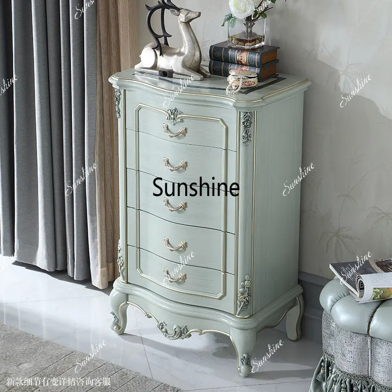YLH solid wood gray-toned emerald chest of drawers bedroom storage locker