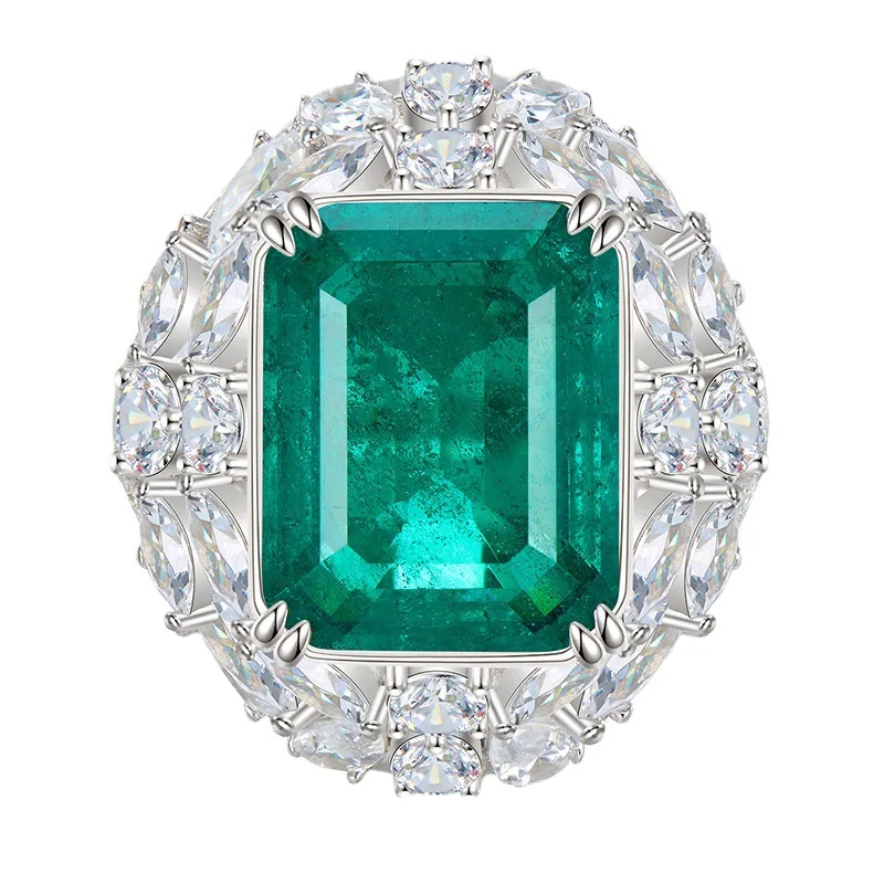 

New Rich Woman's Happy Luxury Imitation Grandmother's Emerald Ring 12 * 15mm Live Popular