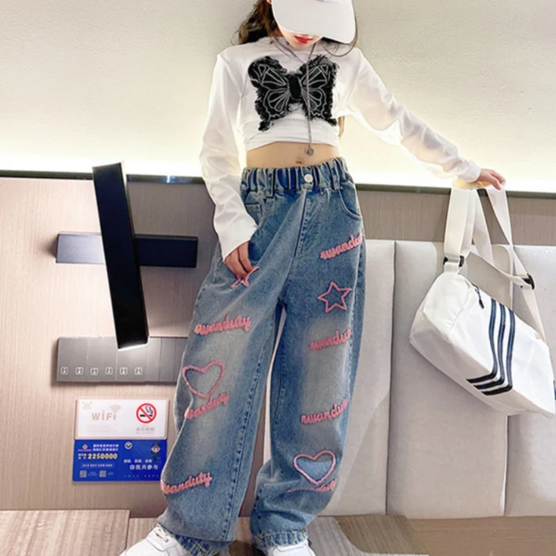 

Girls Jean Pants Long Trousers Cotton 2024 Elegant Spring Autumn Baby's Kids Pants Teenagers Outwear Children's Clothing