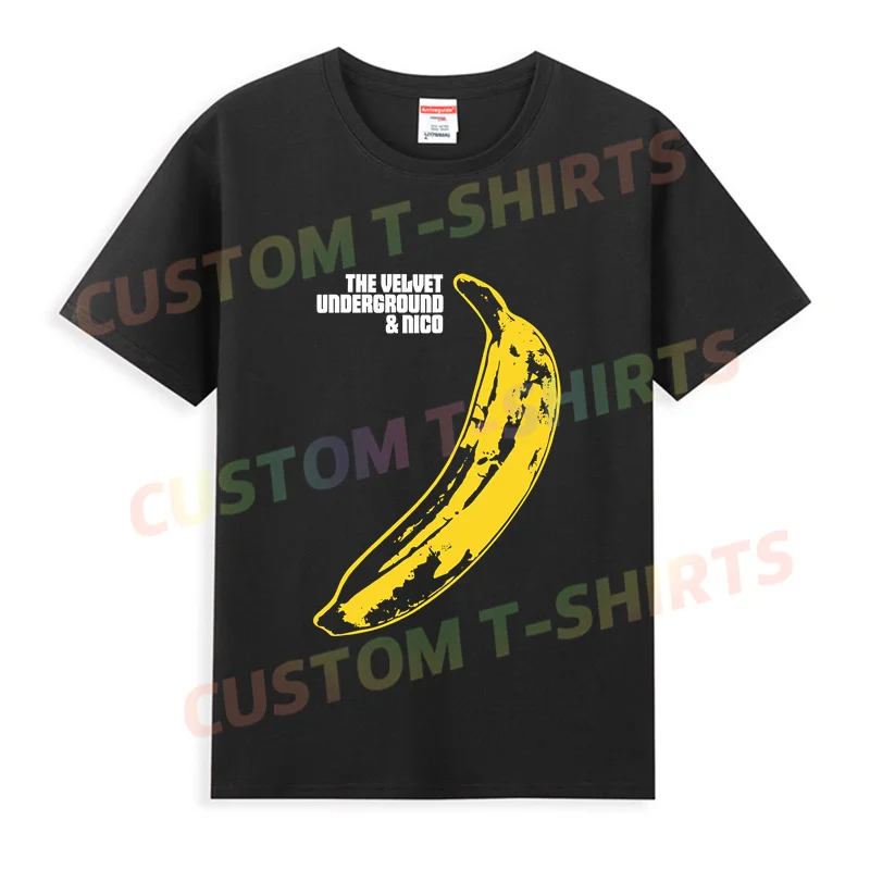 2024 Hot Sale Summer 100% Cotton Black Velvet Underground Banana Licensed Rock N Roll Band Retro T Shirt Men Streetwear T-shirt