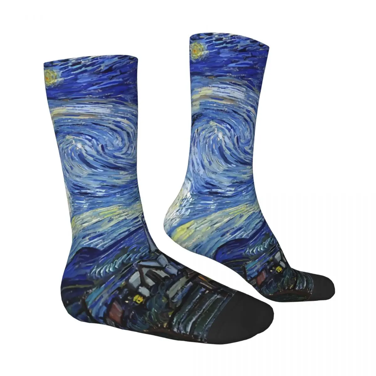 Starry Night, Van Gogh Kawaii Drawstring Socks Shopping Cartoon Pattern Socks harajuku Men Happy hip hop