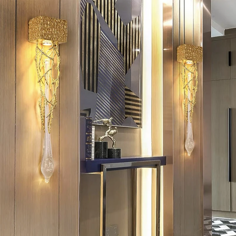 

Modern Led Rain Drop Wall Lights Home Decor Gold Luxury Creative Bedside Wall Lamp for Living Room Indoor Lighting Wall Lamps