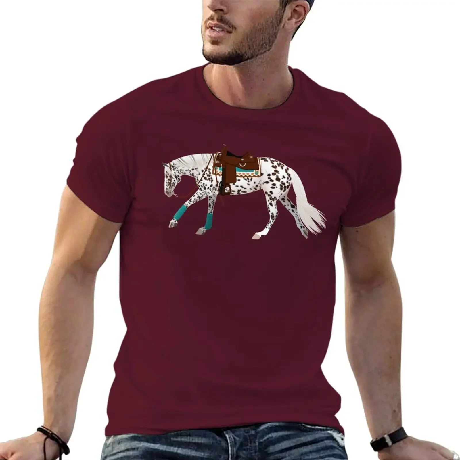 Leopard Appaloosa Reining Horse - Equine Rampaige T-shirt plain Blouse Aesthetic clothing mens t shirts pack