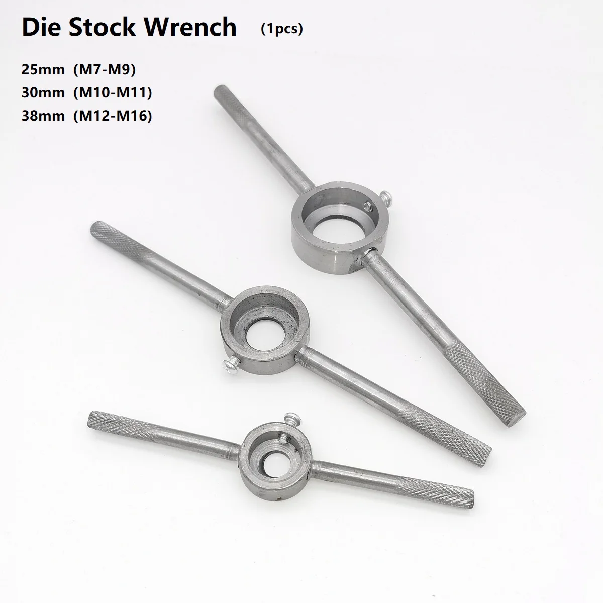 Nuovo 25/38/30mm ID Round Die Stock Handle Wrench per Round Die regolabile Die Holder Dies Threading Tools M7-M16 Kit di maschiatura a mano