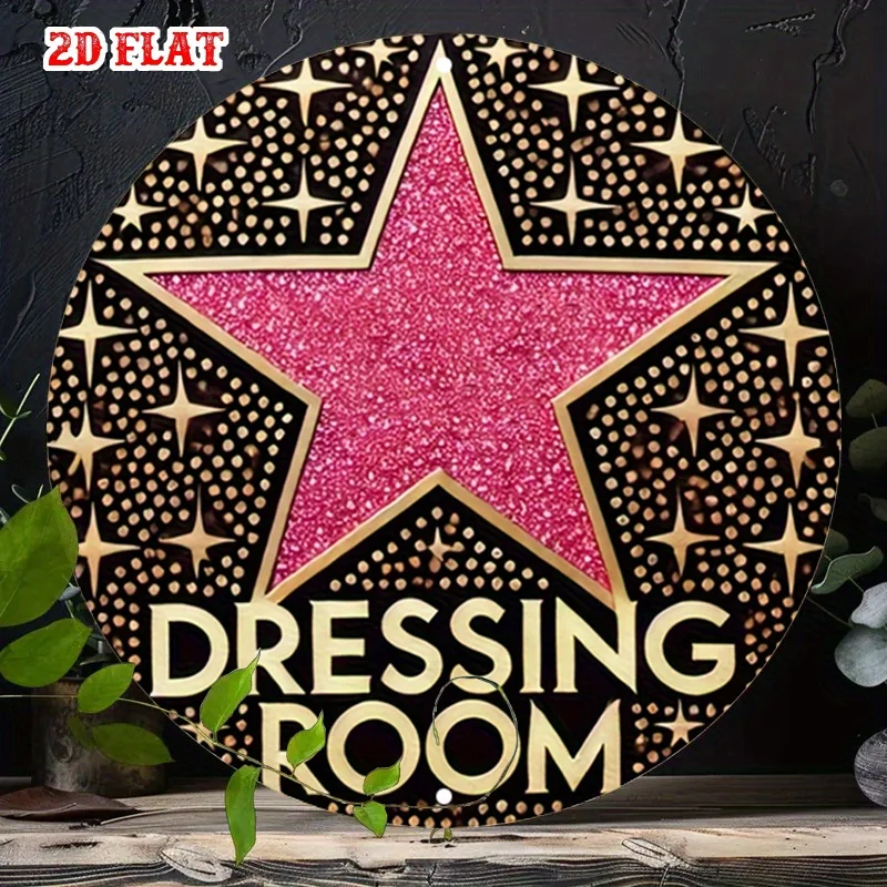 2D Flat 1pc Elegant Beauty Round Aluminum Sign, Makeup Mirror Metal Tin Sign - Hollywood Glam Rustic Metal Wall Art, Luxury