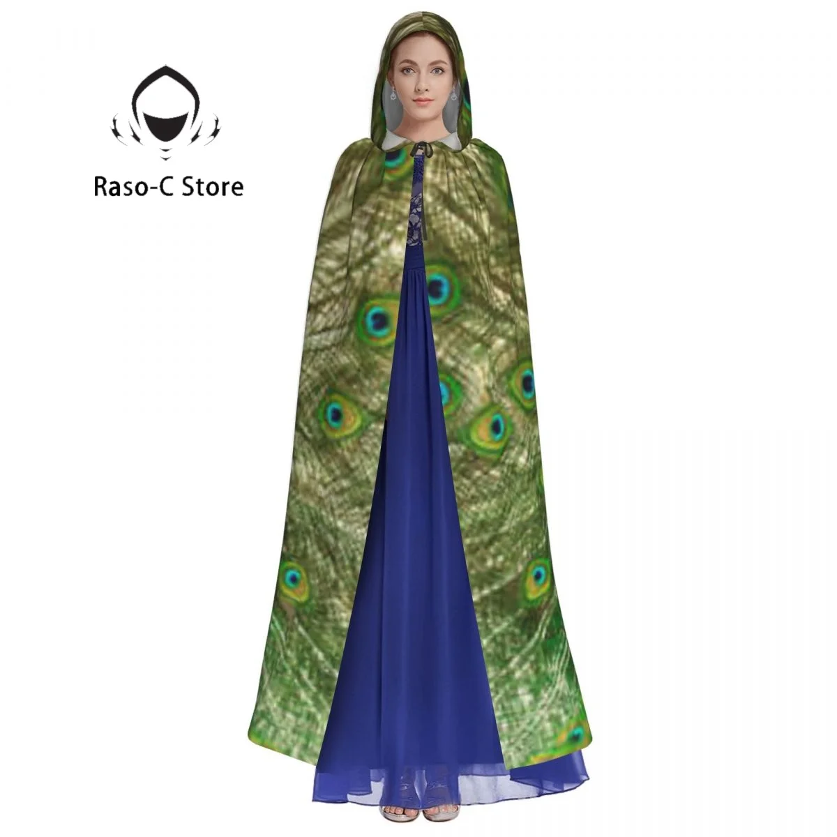 Long Cape Cloak Peacock With Tail Hooded Cloak Coat Autumn Hoodies