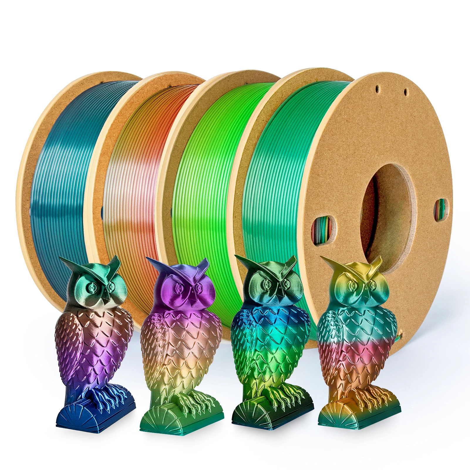 

Silk Rainbow PLA Filament 1.75mm, 250g x 4 Spools, Silk PLA Shiny Gradient Color Changing Filament, Fits Most FDM Printers