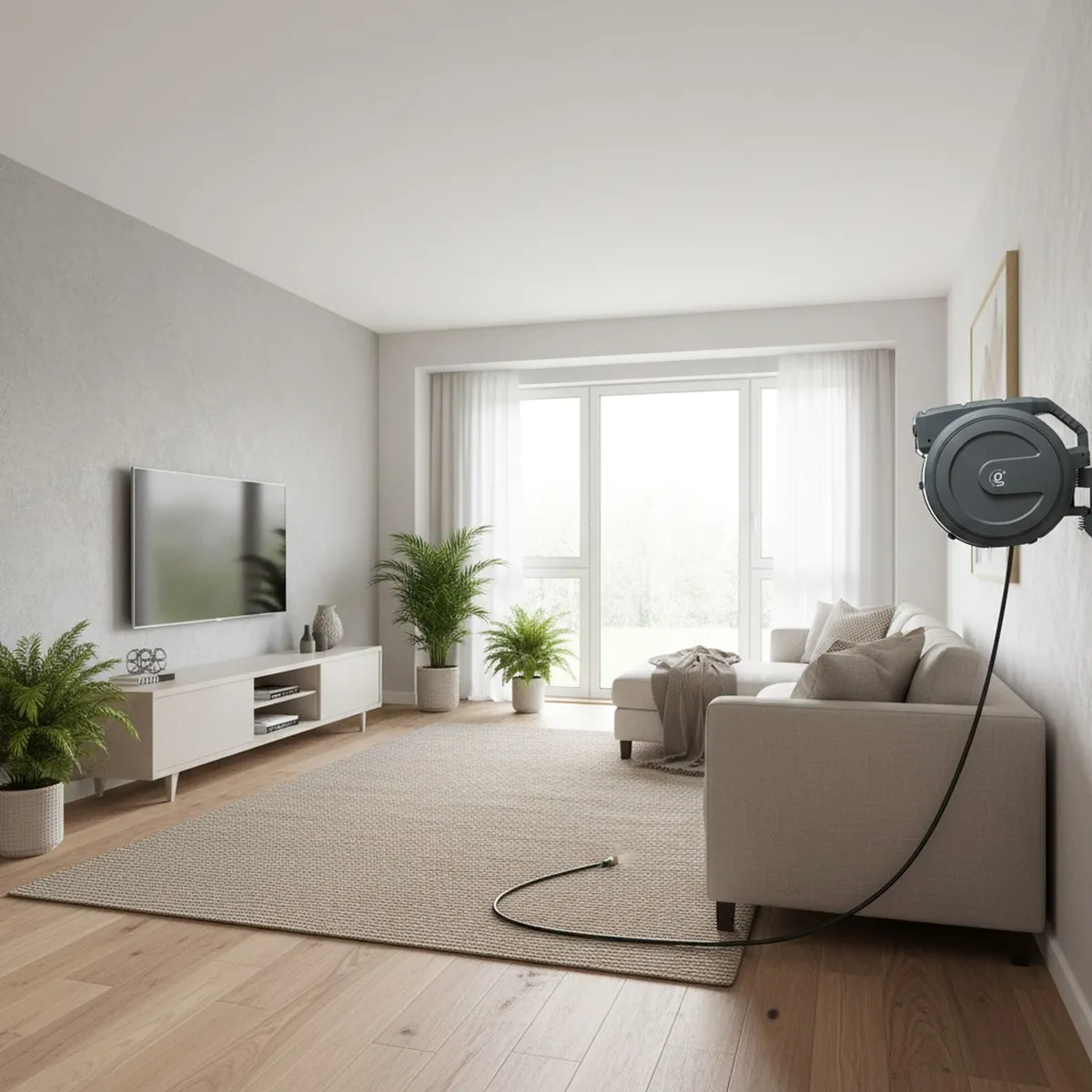 Retractable Garden Hose Reel 1 2 Inch 130ft Wall Mount Auto Rewind 180 Swivel Hybrid Hose Outdoor Watering