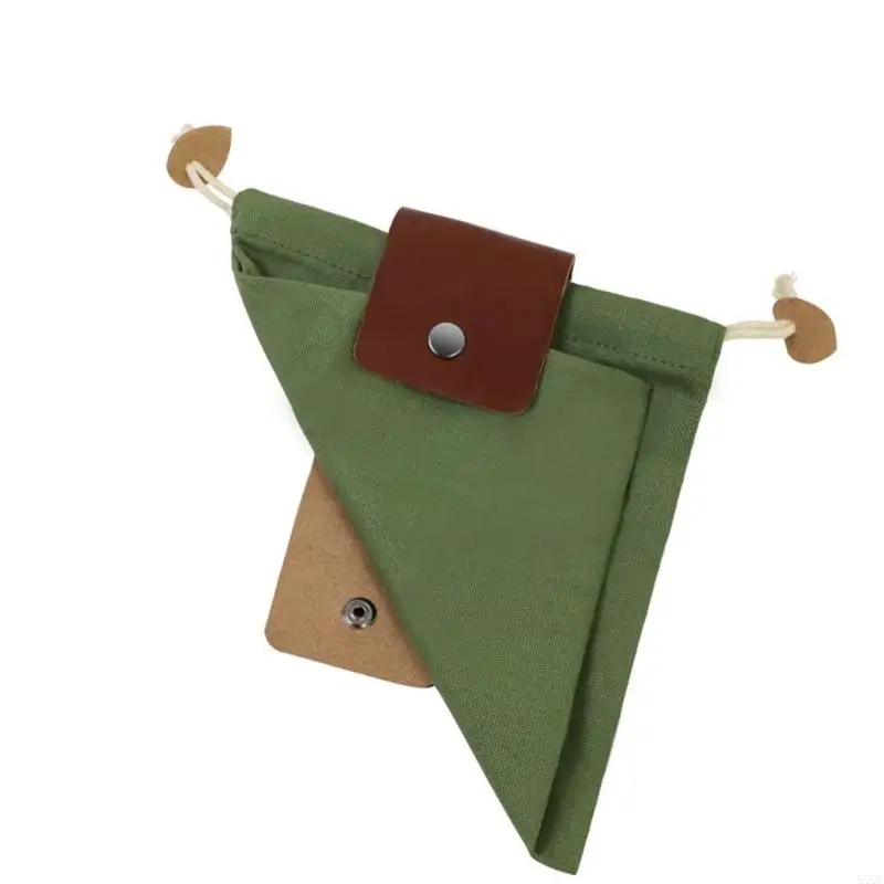 57QF Foraging Hiking Waist Pack Leather Foldable Waxed Canvas Mushroom Belt Bag for Outdoor Camping and