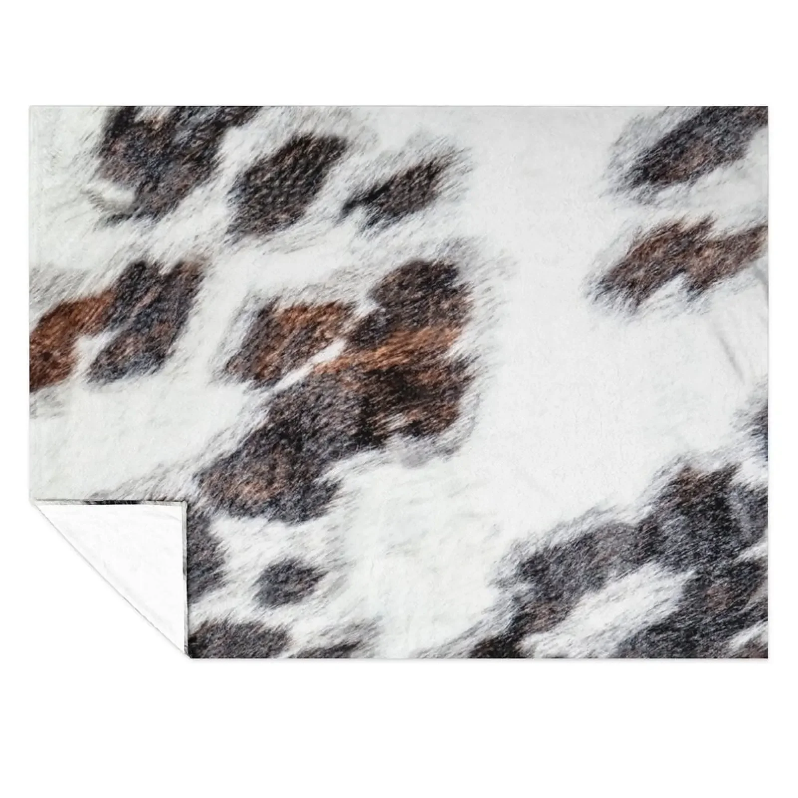 

Cow Hide Dark Brown Black & White Throw Blanket Single Beach Plush manga Blankets