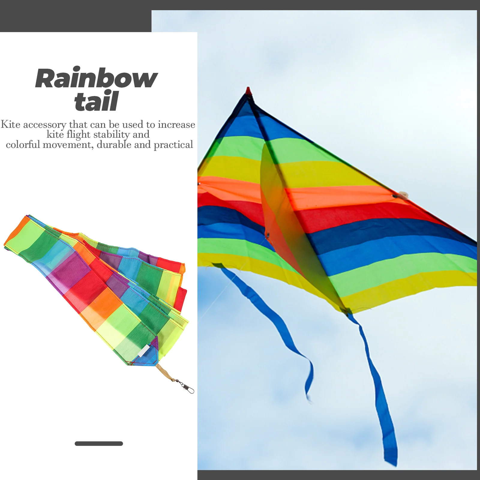 

1pcs 2 Pieces 15M Rainbow Kite Tail Colorful Nylon Streamer Flying Kite Decor Outdoor Toys Drone Attachments Accessories