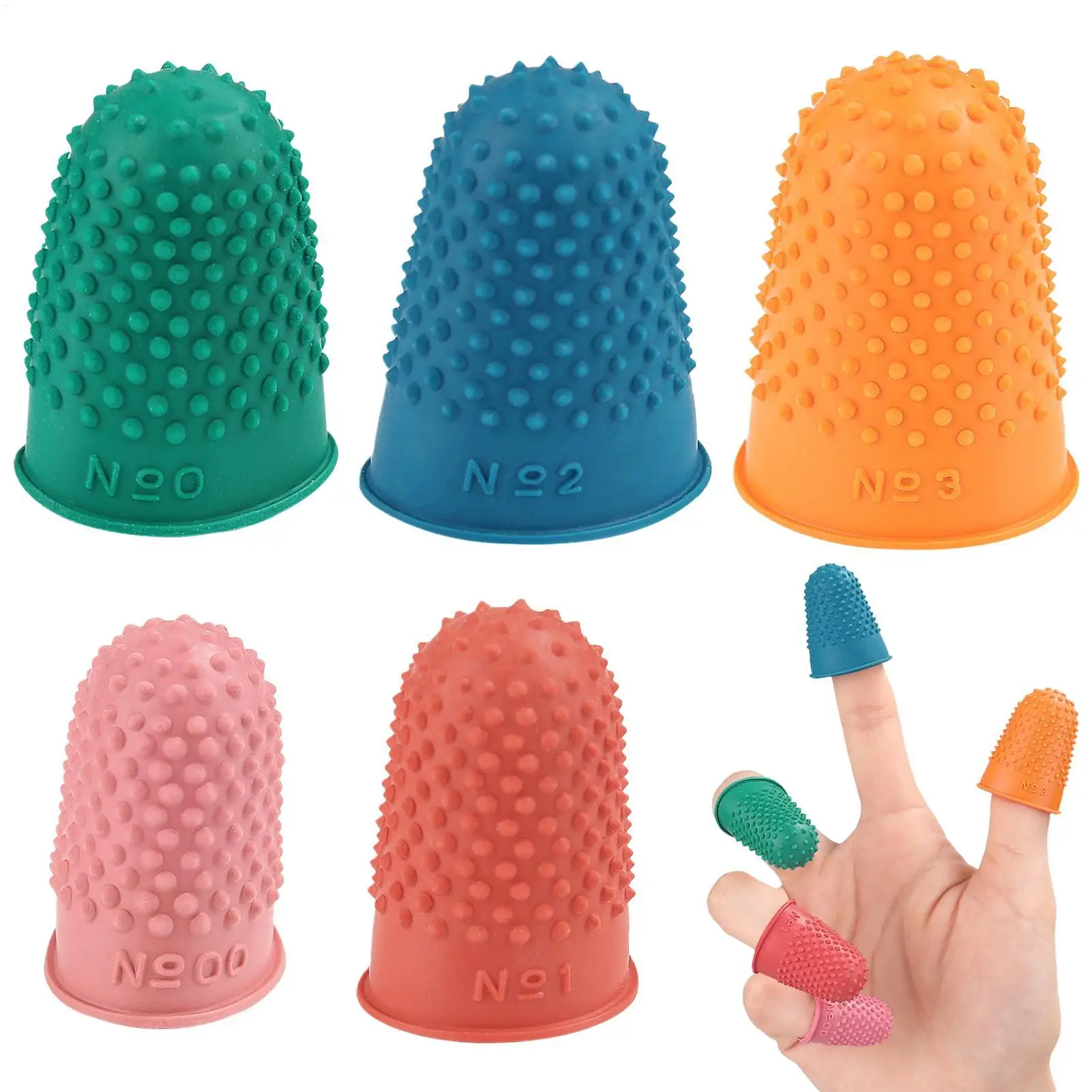 5PCS Rubber Finger Protectors Reusable Flexible Tips Protect Fingertips For Crafts Office Home Paperwork Sewing Cutting Counting