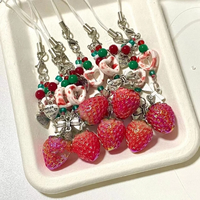 DIY Resin Fruit Pendant Set Sweet Strawberry Shaped Jewelry Beads Practical Resin Pendant for Handmade Jewelry Making