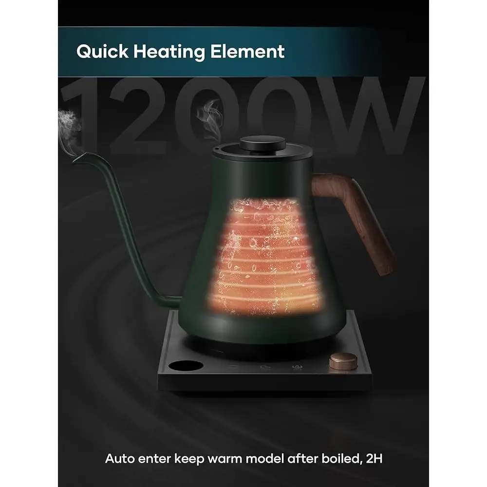 Chaleira elétrica pescoço de ganso em aço inoxidável ±1 ℉   Controle de temperatura despeje sobre café, chá, fermentação, cronômetro, função de retenção