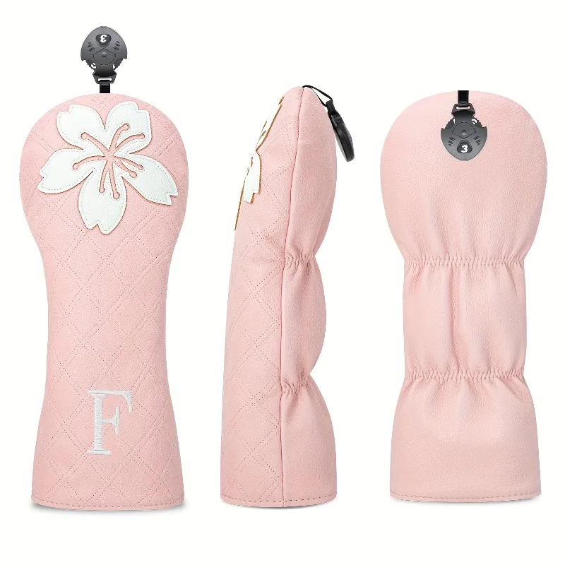 غطاء رأس نادي الجولف الوردي، تصميم زهر الكرز - مادة البولي يوريثان المقاومة للخدش، غطاء رأس نادي الجولف، غطاء رأس