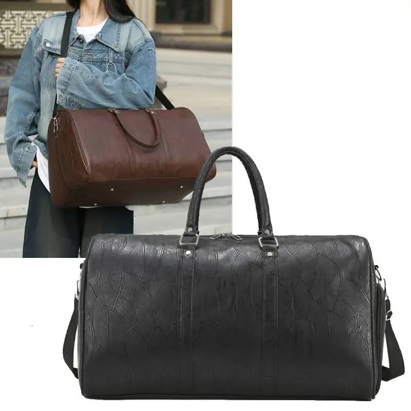 

Travel Duffle Bag PU Soft Training Business Handbag Outdoor Hiking Swimming Crossbody Bags Dry Wet Sport Luggage Storage Satchel