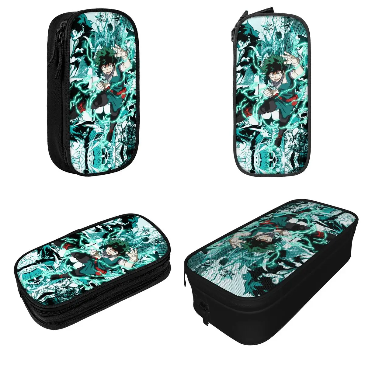 Imagem -02 - Hero Academia Grande Bolsa de Lápis Izuku Midoriya Lápis Cases Pen Holder Bolsas de Armazenamento Material Escolar Zipper Papelaria my