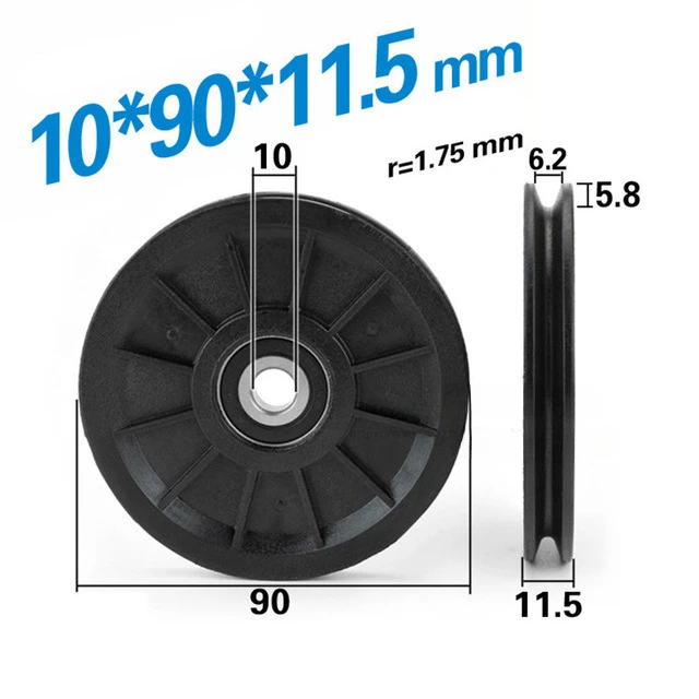 1pcs M8*90*11.5mm 10*90*11.5mm 9cm nylon wheel, U groove V grooved pulley, bearing wire rope guide wheel, elevator lifting wheel