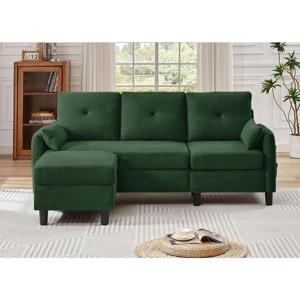 

77" Modern Linen Fabric L Shaped Couch, Upholstered Deep Seat Cushion 3 Seater Sofa for Liviing Room