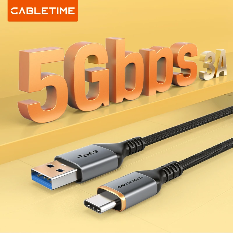 CABLETIME Type C USB 3.0 Cable Nylon 5Gbps Copper Design Fast Data Sync for Samsung Huawei USB C Devices C435