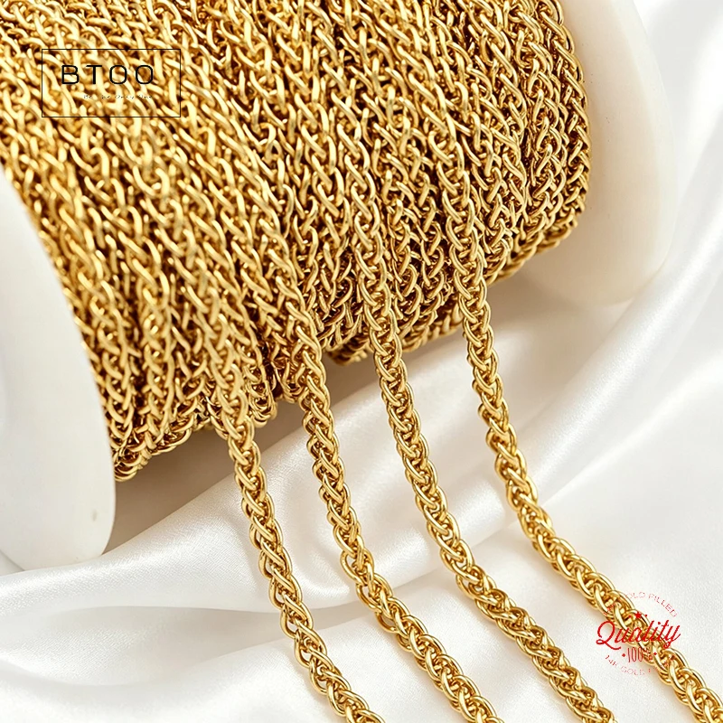14K Gold Filled Chopin Wheat Chain for Jewelry Making Unfinished Necklace Footage 1 Meter 100CM