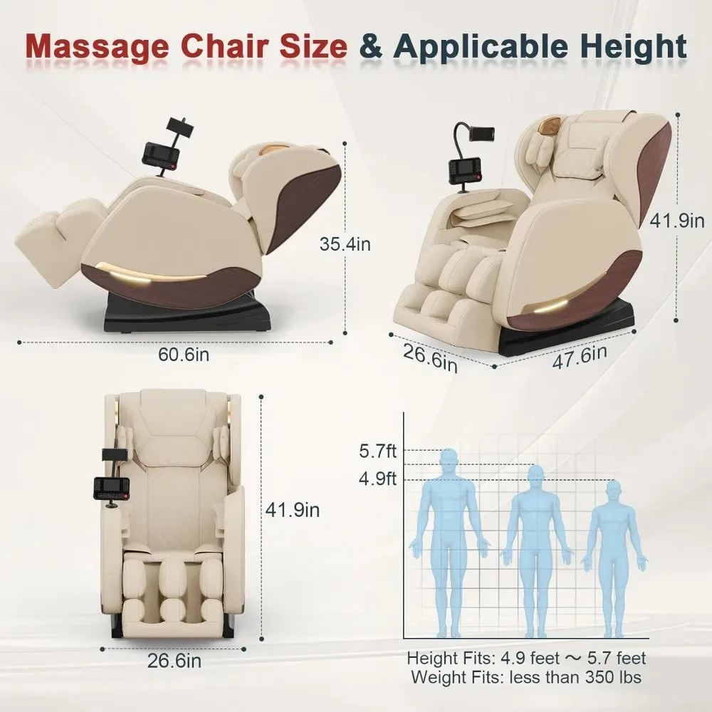 Fotel masujący 2025 z funkcją relaksu całego ciała, 10 punktami stałymi masażu, trybem bezgwiezdnej grawitacji, skóra imitująca drewno, masaż stóp, do użytku domowego, opieka zdrowotna.