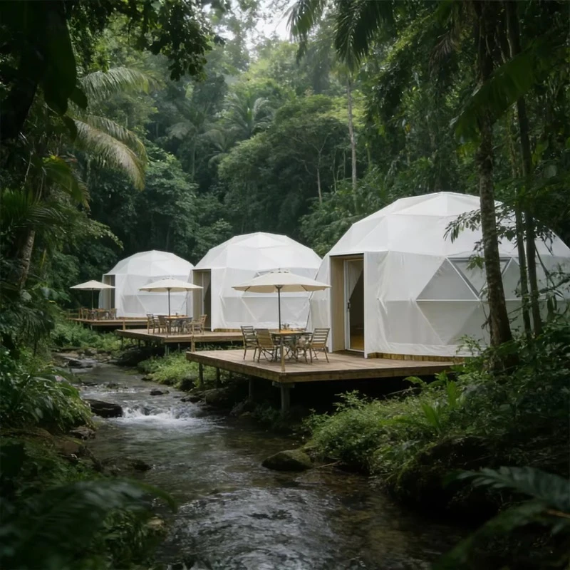 Prefab Modular Hotel Glamping Dome Tents Wholesale Outdoor Waterproof Geodesic Yurt Tent Custom