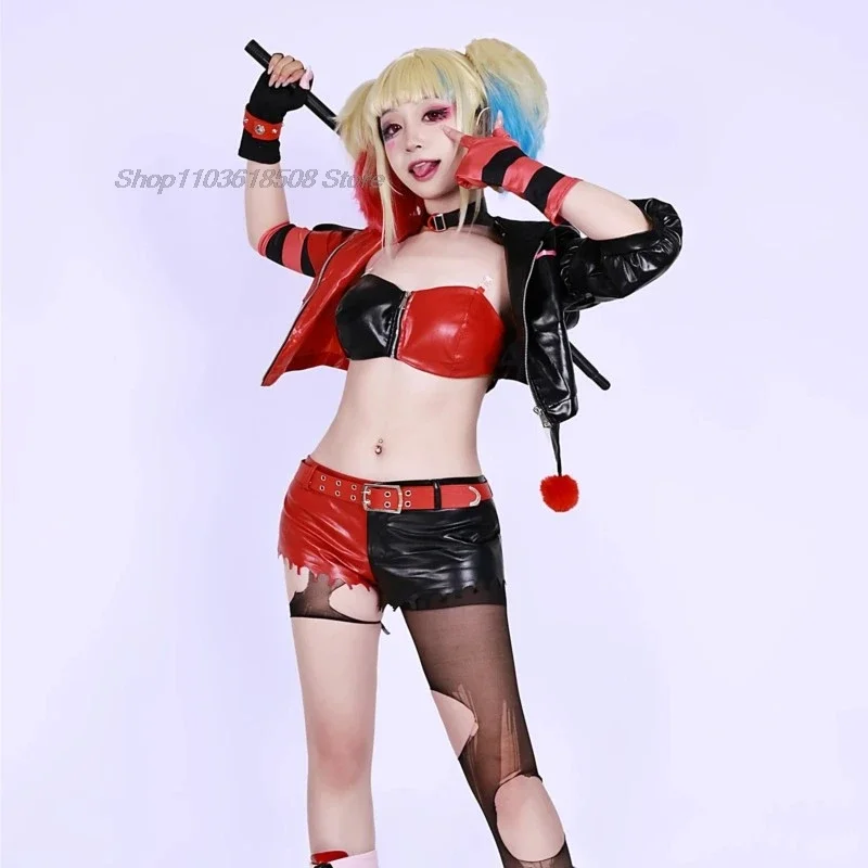 Harley costumes cosplay tatting Harden red suit wig Quinzel female isekai Joker Halloween clown 2024 New Anime Cosplay Costume